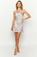 Ellie Floral Print Strapless Mini Dress