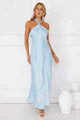 Luxora Lady Halter Satin Maxi Dress Yellow