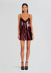 Olive Sequin Lace Dress