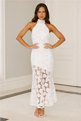 Soft Opulence Embroidered Halter Maxi Dress