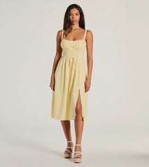 Modern Romance Sleeveless Lace-Up A-Line Midi Dress