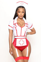 Bedside Babe 2 Piece Costume Set - Red/White