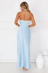 Luxora Lady Halter Satin Maxi Dress Yellow
