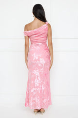 Sultry Poise Mesh Off Shoulder Maxi Dress