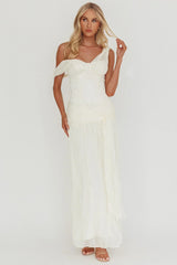 Keia Crepe Chiffon One-Shoulder Maxi Dress Oyster