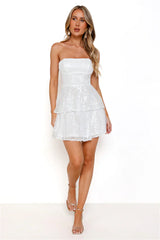 Spectacular Sequin Strapless Mini Dress White