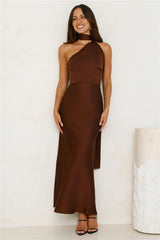 Luxe Experience Satin Maxi Dress Brown