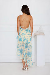 Unique Flower Midi Dress Yellow