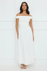 Camellia Charm Off Shoulder Maxi Dress