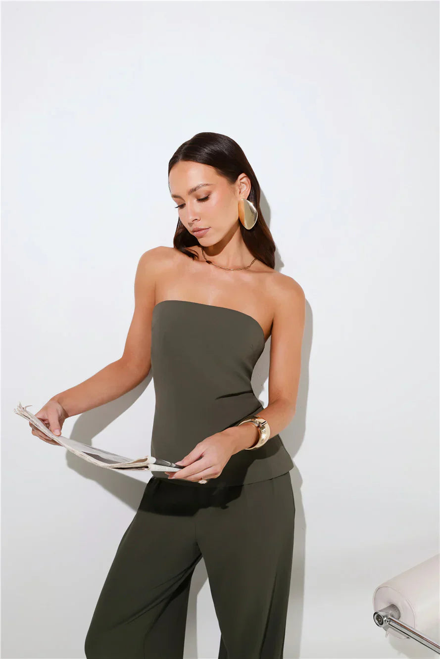 Core Cut Tailored Strapless Top White